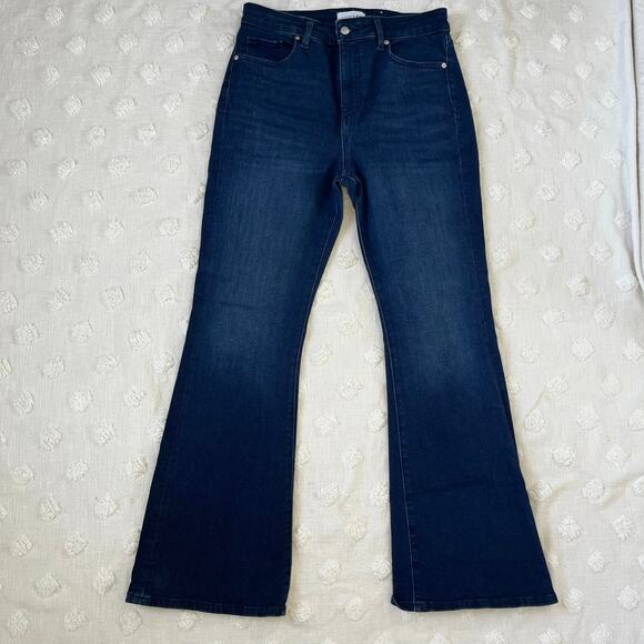 Loft The Slim Flare Dark Wash High Waisted Size 30 Stretch - Picture 2 of 9